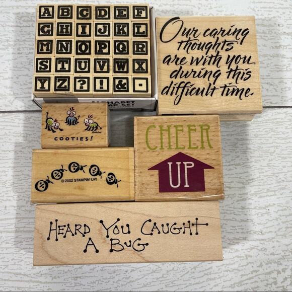 Wood and Rubber Stamps 6 Piece Get Well Theme - Picture 1 of 12